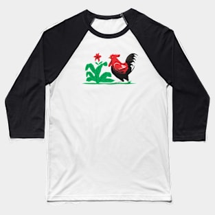 rooster and flower Baseball T-Shirt